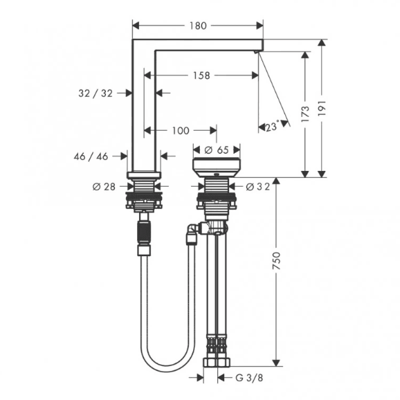 Hansgrohe Tecturis E 2-Delikli Lavabo Bataryası 150 Coolstart Ecosmart Kumandasız