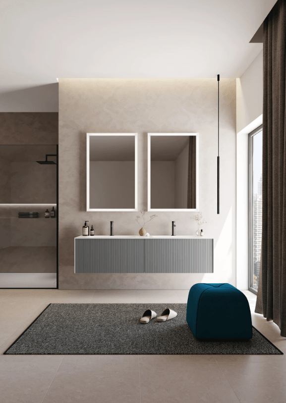 Orka Cube Banyo Dolabı Takımı 160 Cm Lake Mat Gri