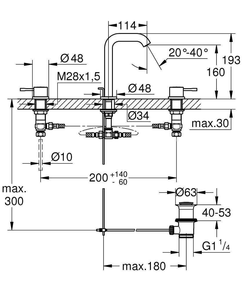 Grohe Essence 3 Delikli Lavabo Bataryası Parlak Krom