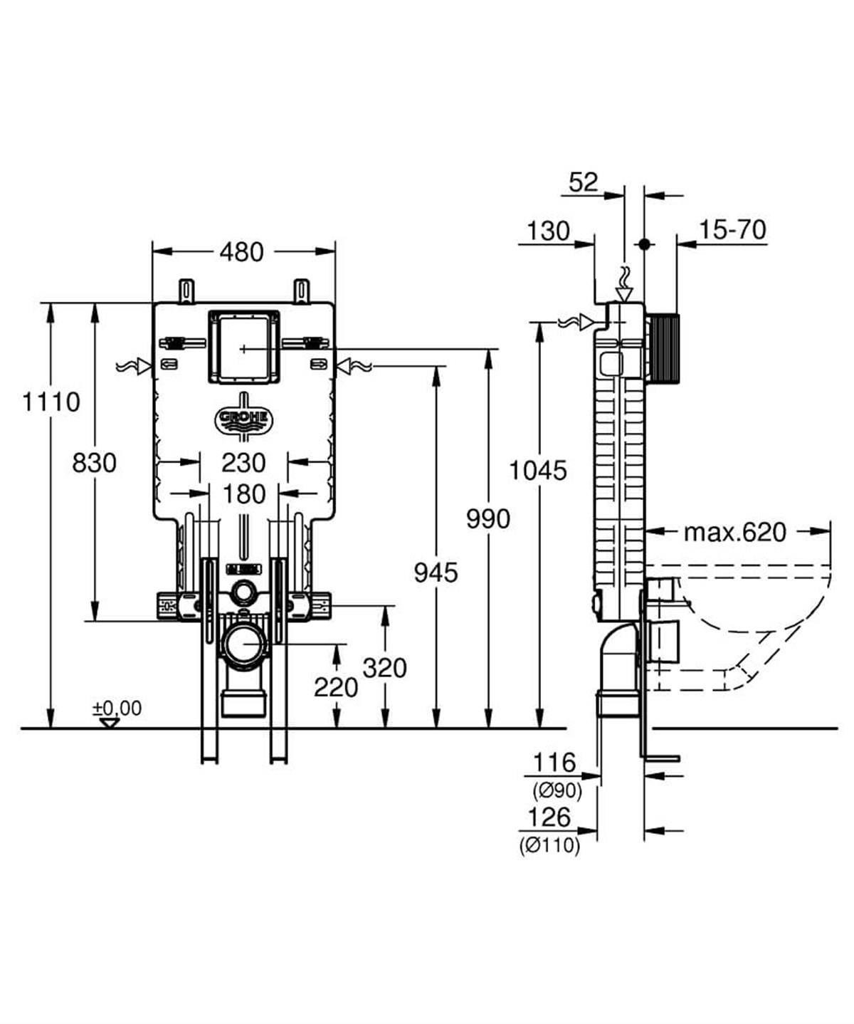 Grohe Uniset 13 Cm Pnömatik Gömme Rezervuar