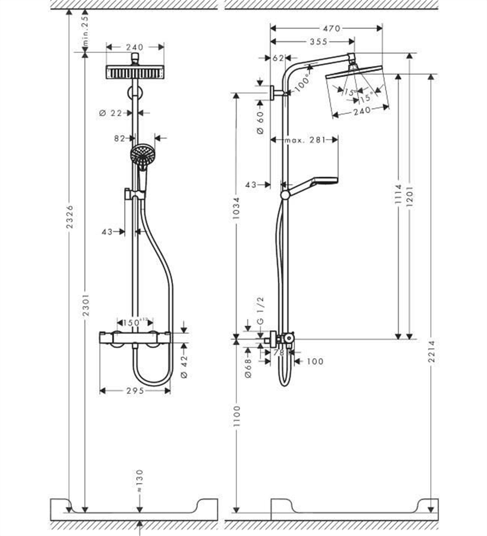 Hansgrohe Crometta Termostatik Bataryalı Duş Kolonu