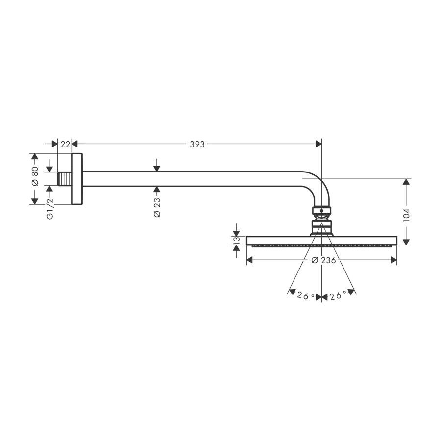 Hansgrohe Raindance S Tepe Duşu 240 1 Jet Pudra + Tavan Bağlantısı