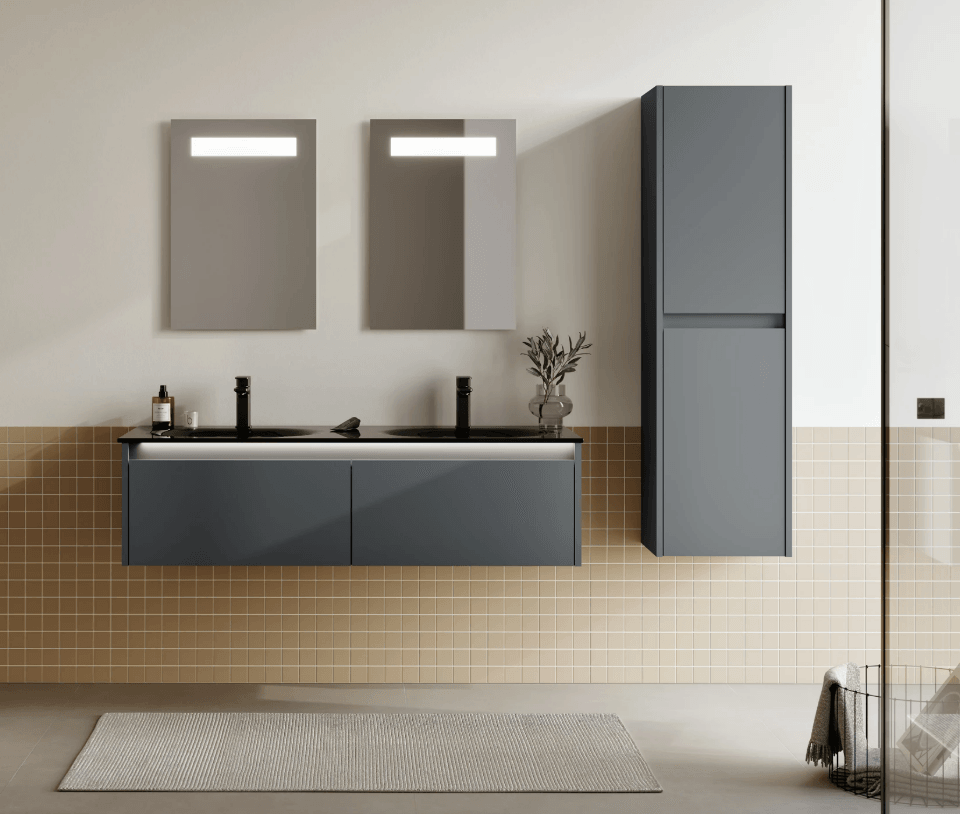 Orka Lisbon Banyo Dolabı Takımı 132 Cm Mat Gri