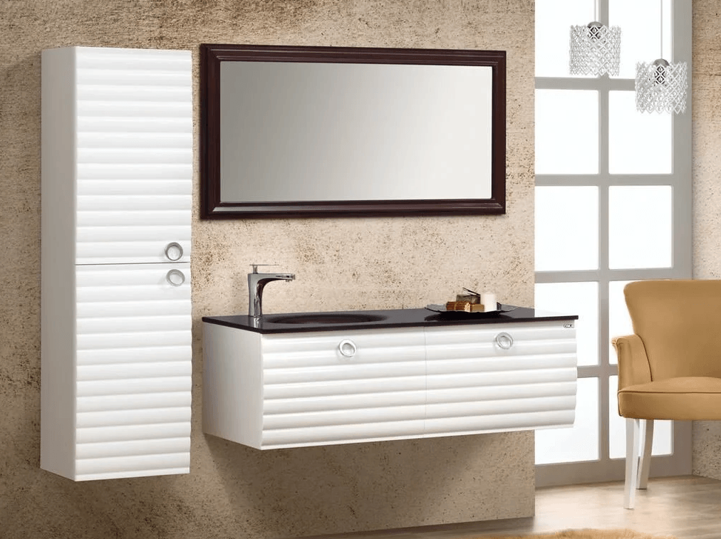 Orka Anzer Banyo Dolabı Takımı 120 Cm Parlak Beyaz
