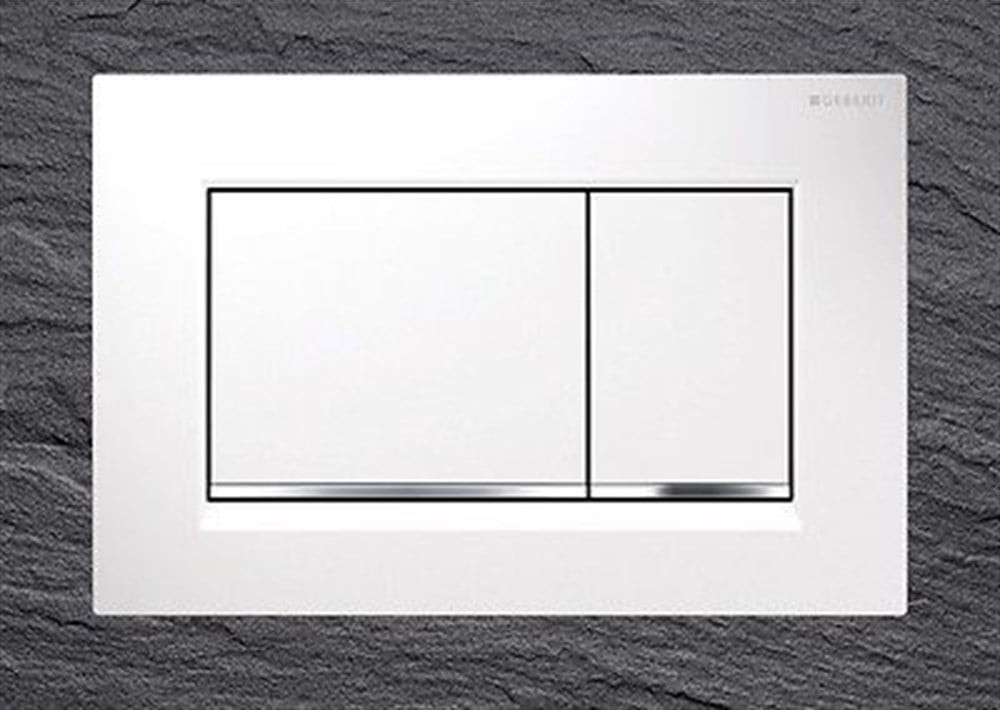 Geberit Sigma30 Kumanda Kapağı, Çift Basmalı, Beyaz/Parlak/Beyaz