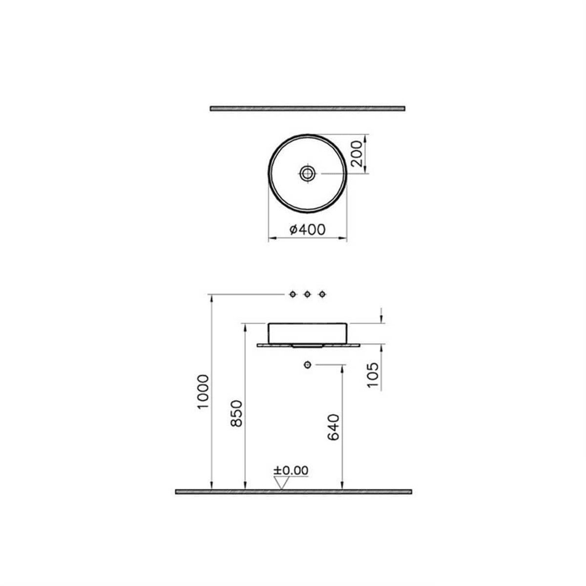 Vitra Memoria Yuvarlak Çanak Lavabo Beyaz 40Cm