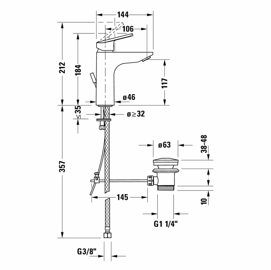 Duravit No.1 Lavabo Bataryası Medium Sifon Kumandalı Minusflow Parlak Krom