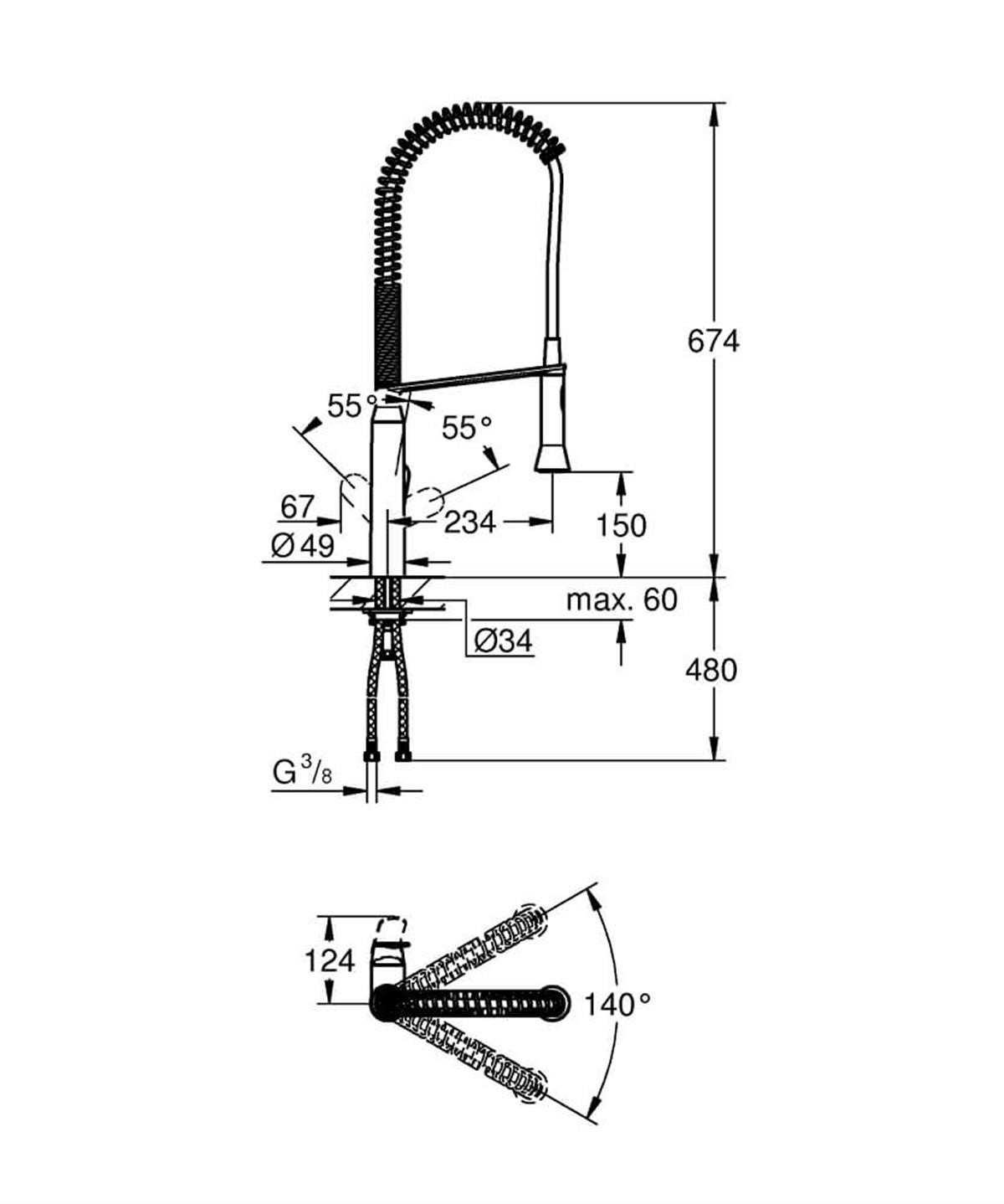 Grohe K7 Tek Kumandalı Eviye Bataryası