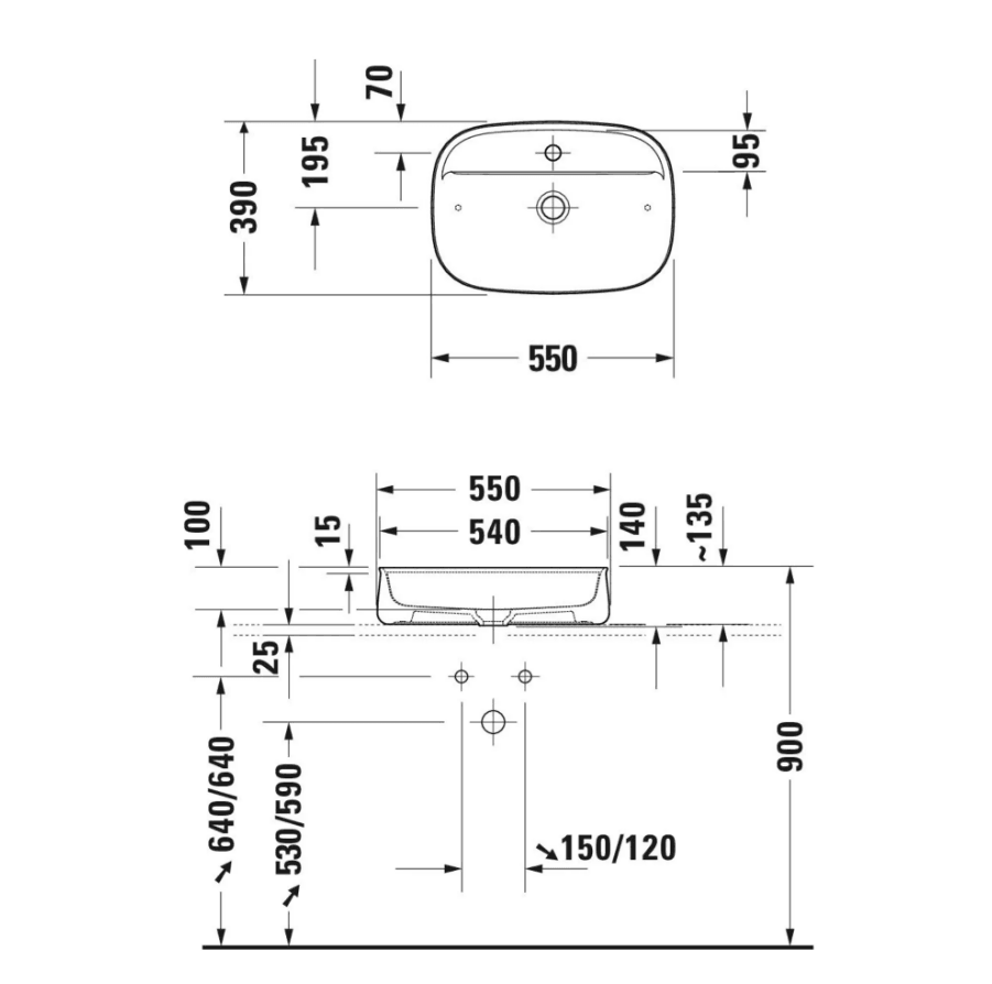 Duravit Zencha Çanak Lavabo 55 Cm Batarya Banklı Mat Antrasit