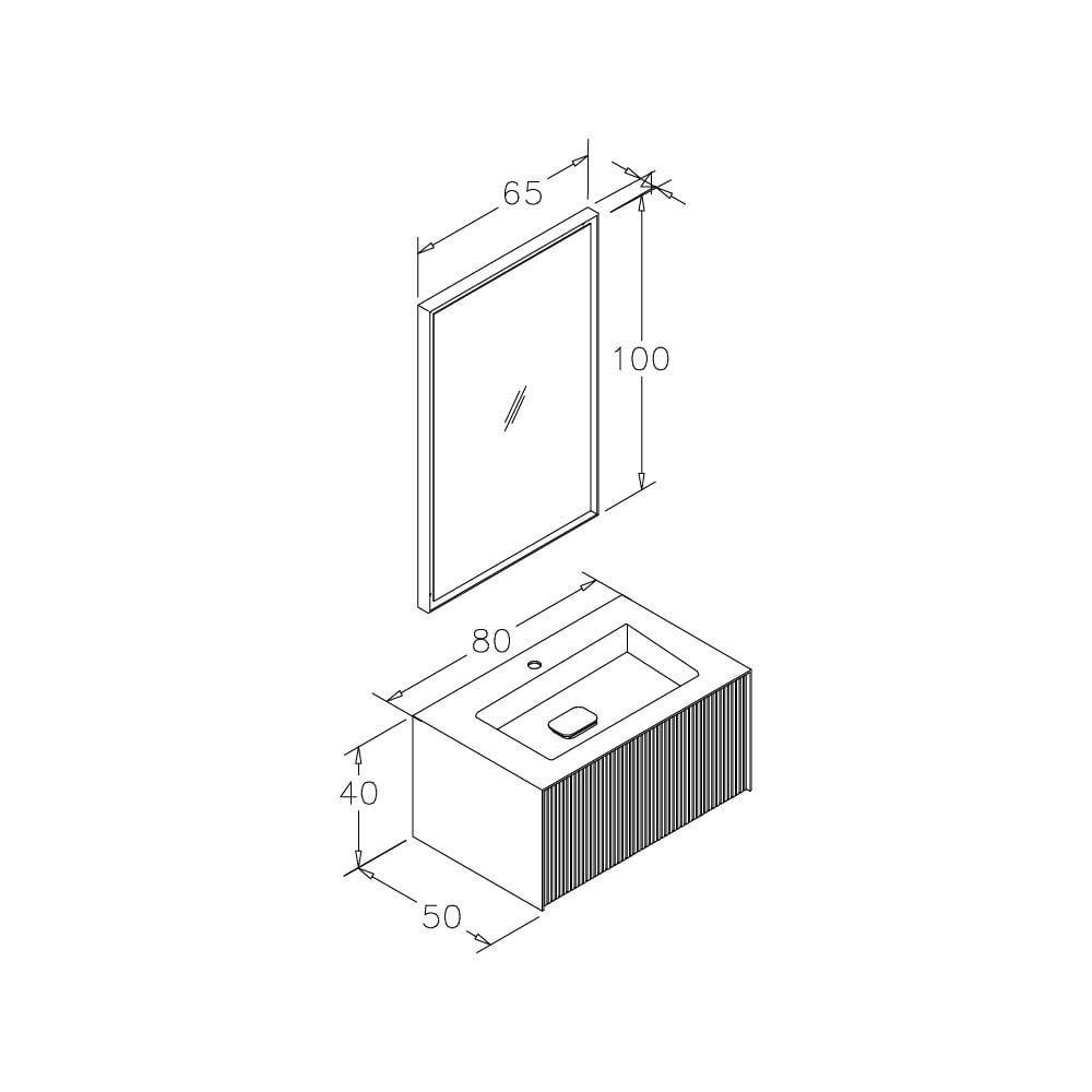 Orka Cube Banyo Dolabı Takımı 80 Cm Lake Mat Vizon