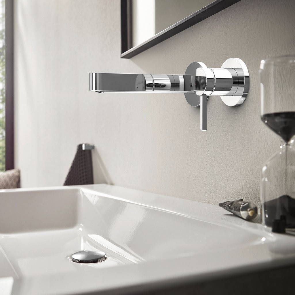 Hansgrohe Finoris Tek Kollu Lavabo Bataryası Duvara Monte 16,8 Cm Gaga İle Krom