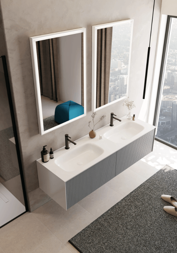 Orka Cube Banyo Dolabı Takımı 160 Cm Lake Mat Gri