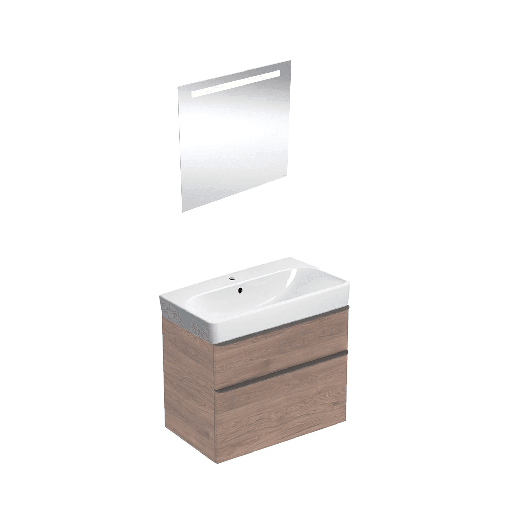Geberit Smyle Banyo Dolabı Seti Çift Cekmeceli Amerikan Cevizi 75 Cm