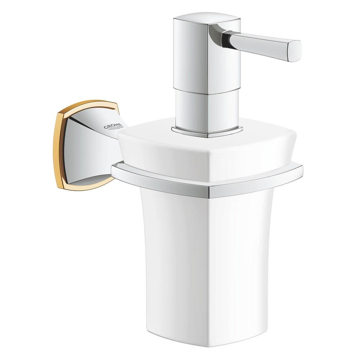 Grohe Grandera Seramik Sıvı Sabunluk Ve Tutacağı Krom Altın