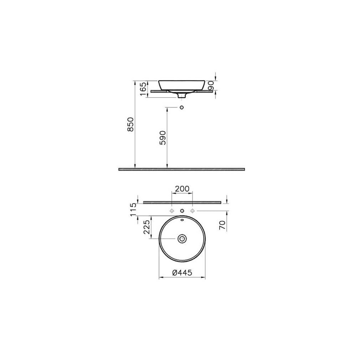 Vitra Metropole Yuvarlak Çanak Lavabo Beyaz 45Cm