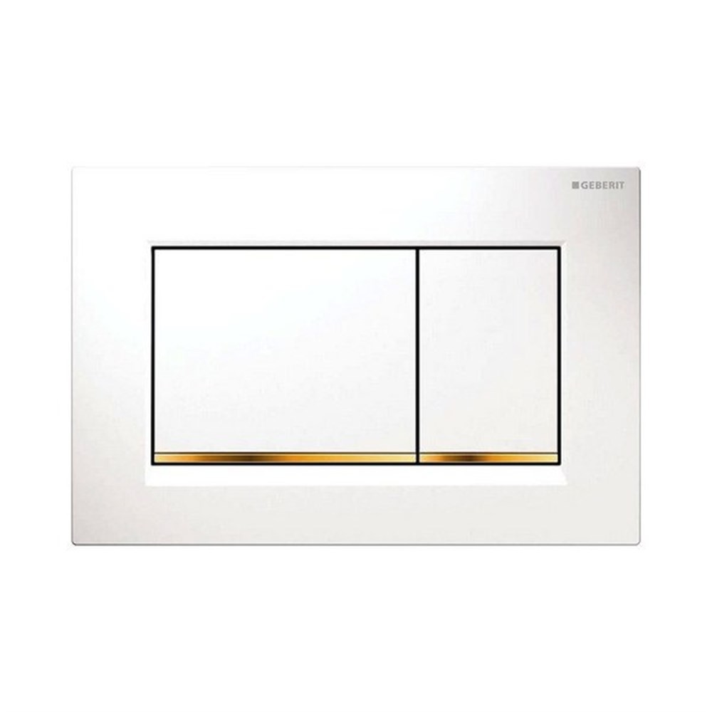 Geberit Sigma30 Kumanda Kapağı, Çift Basmalı, Beyaz/Altın/Beyaz