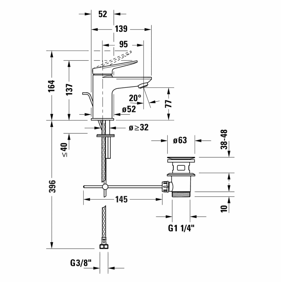 Duravit Wave Lavabo Bataryası Sifon Kumandalı Minus Flow Small Parlak Krom