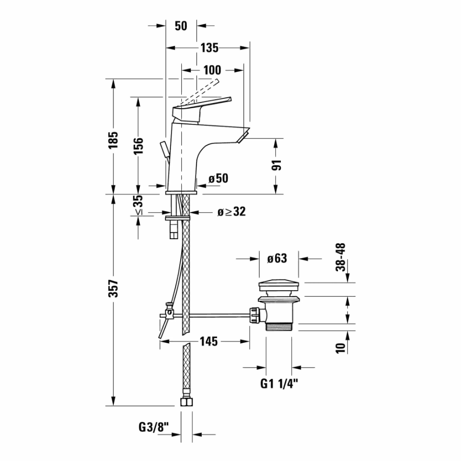 Duravit No.1 Lavabo Bataryası Small Sifon Kumandalı Minusflow Parlak Krom