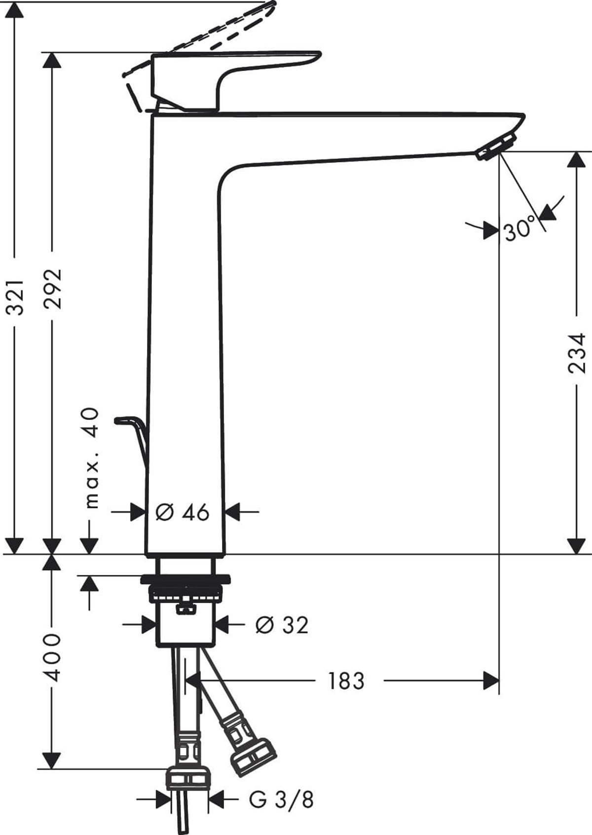 Hansgrohe Talis E Tek Kollu Lavabo Bataryası 240 Mat Siyah