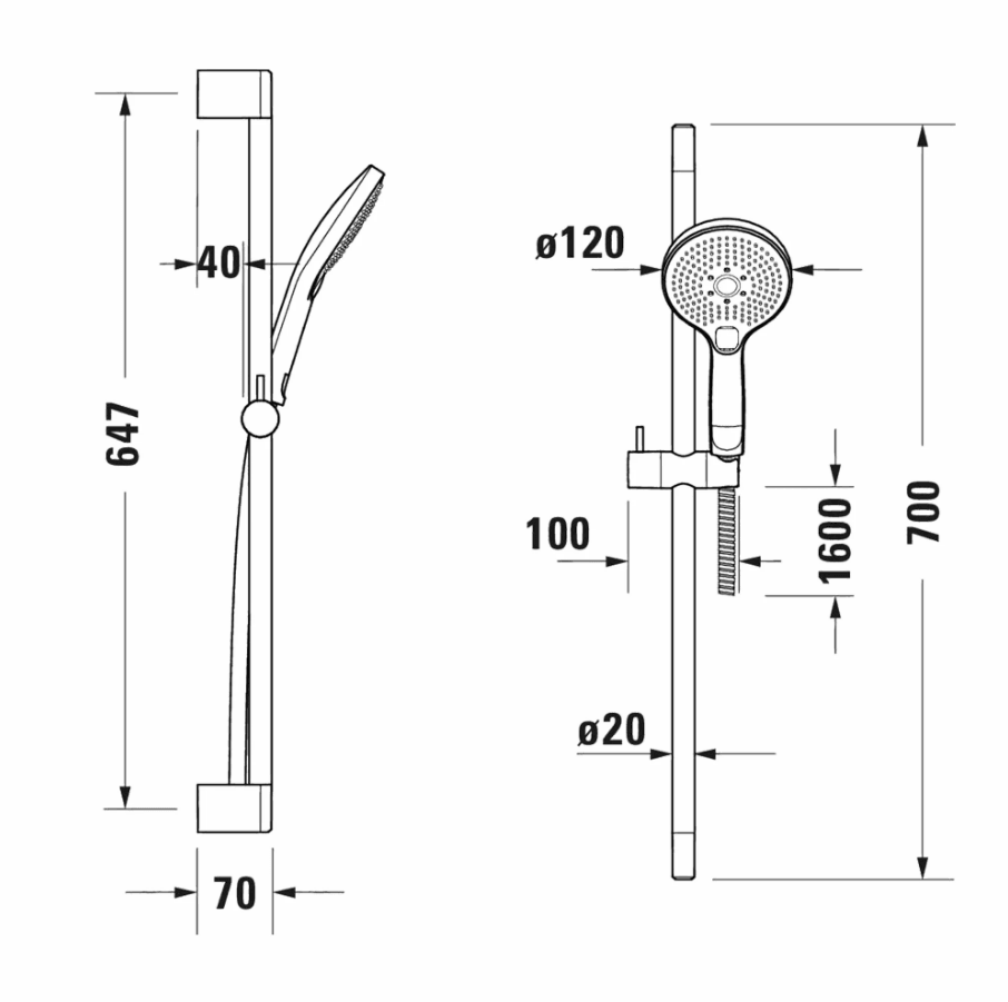 Duravit Sürgülü Duş Seti 70Cm Click Parlak Krom