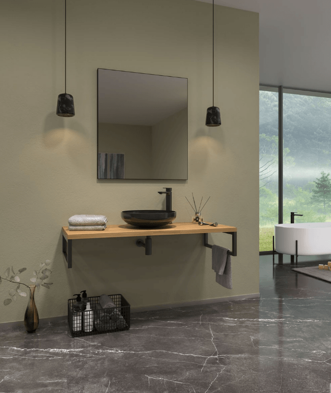 Orka Kestel Banyo Dolabı Takımı 95 Cm Meşe Tezgah