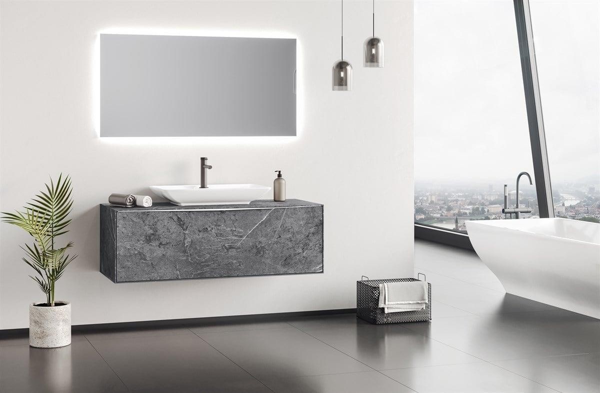 Orka Mono Banyo Dolabı Takımı 120 Cm,Albox Ledli Ayna