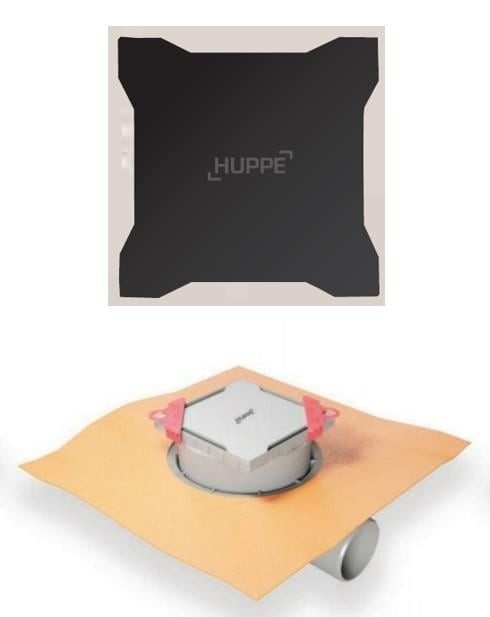 Hüppe Master S 10X10 Yalıtımlı Noktasal Su Gideri Mat Siyah Yandan