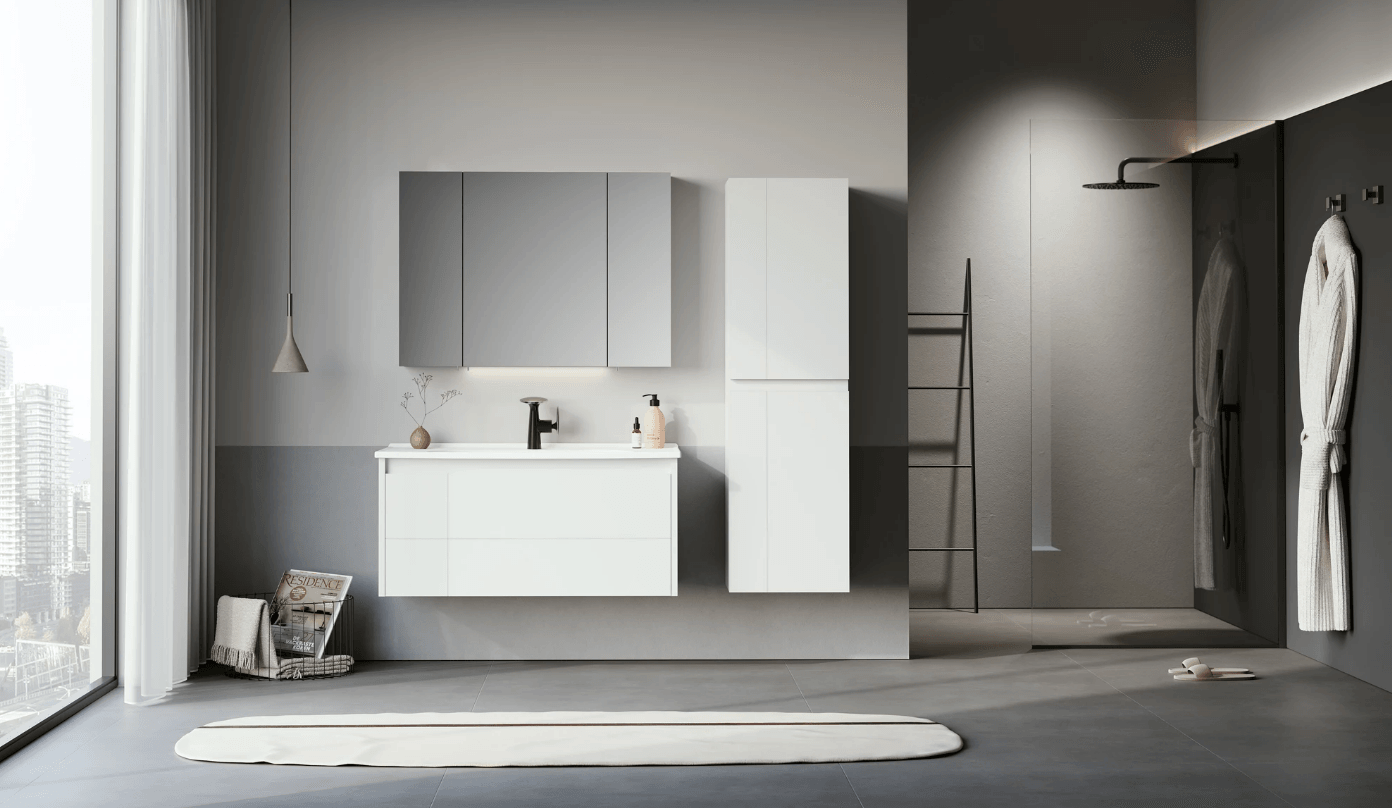 Orka Likya Banyo Dolabı Takımı 100 Cm Mat Beyaz Lake