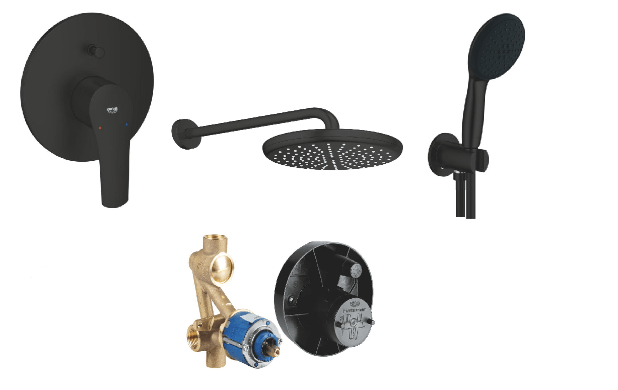 Grohe Eurosmart Slm Siyah Ankastre Duş Seti