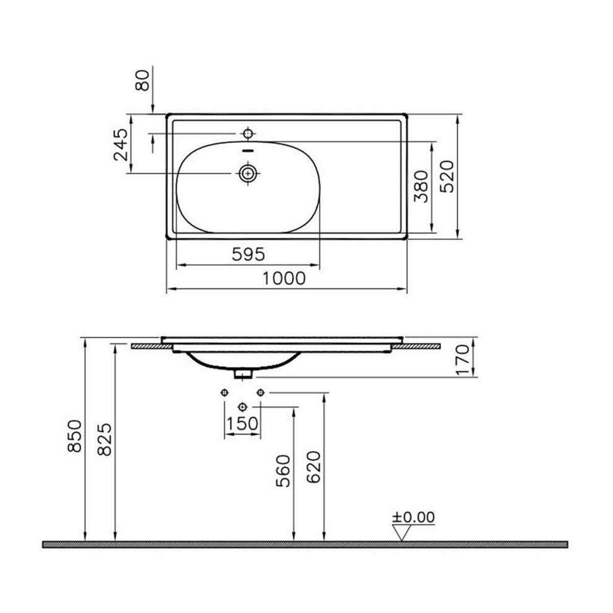 Vitra Equal Etajerli Lavabo Beyaz 100 Cm