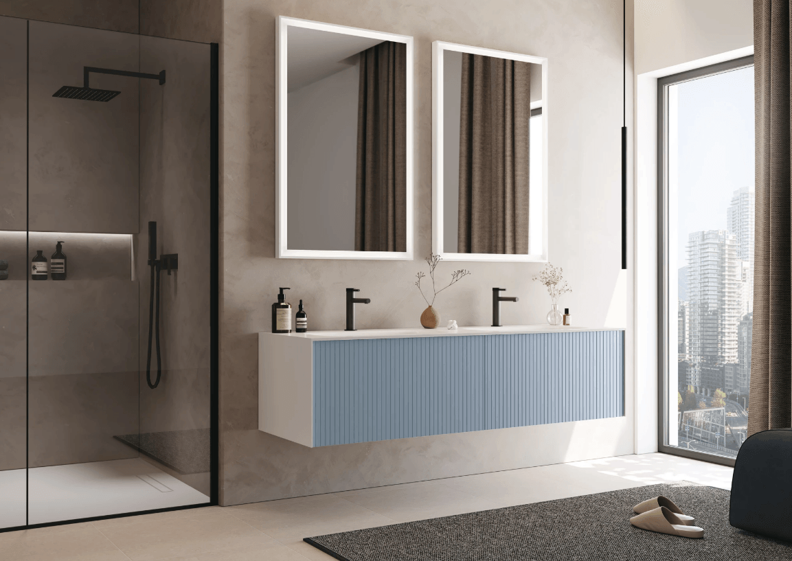 Orka Cube Banyo Dolabı Takımı 160 Cm Lake Mat Açık Mavi