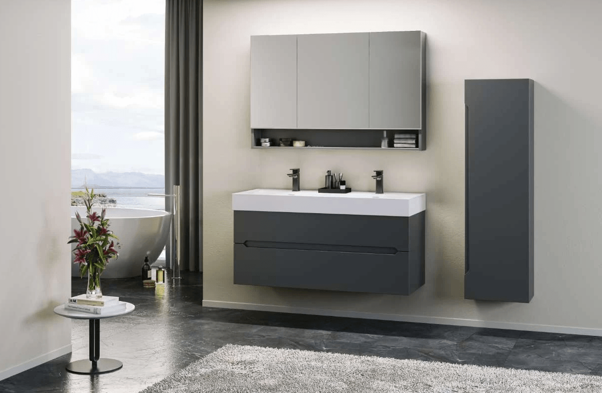 Orka Malta Banyo Dolabı Takımı 120 Cm Mat Lake Antrasit