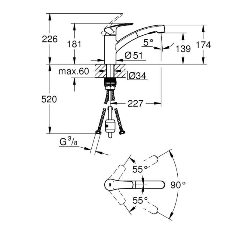 Grohe Eurosmart Eviye Bataryası