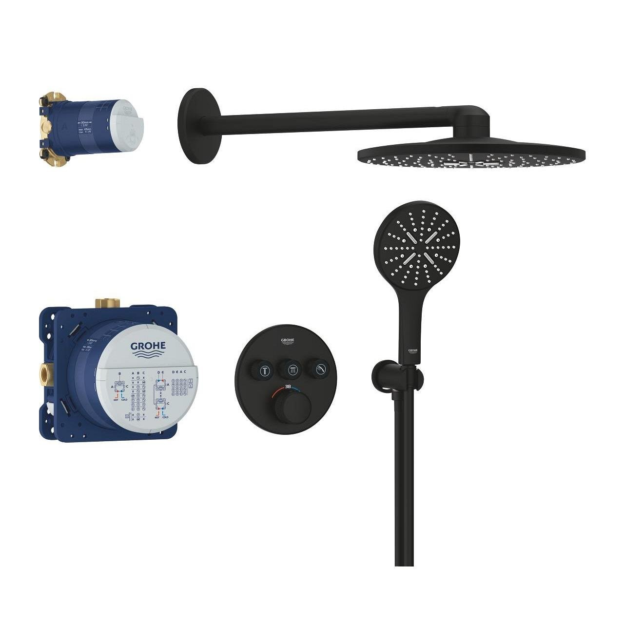 Grohe Grohtherm Smartcontrol Rainshower Smartactive 310 Ankastre Termostatik Duş Seti Siyah