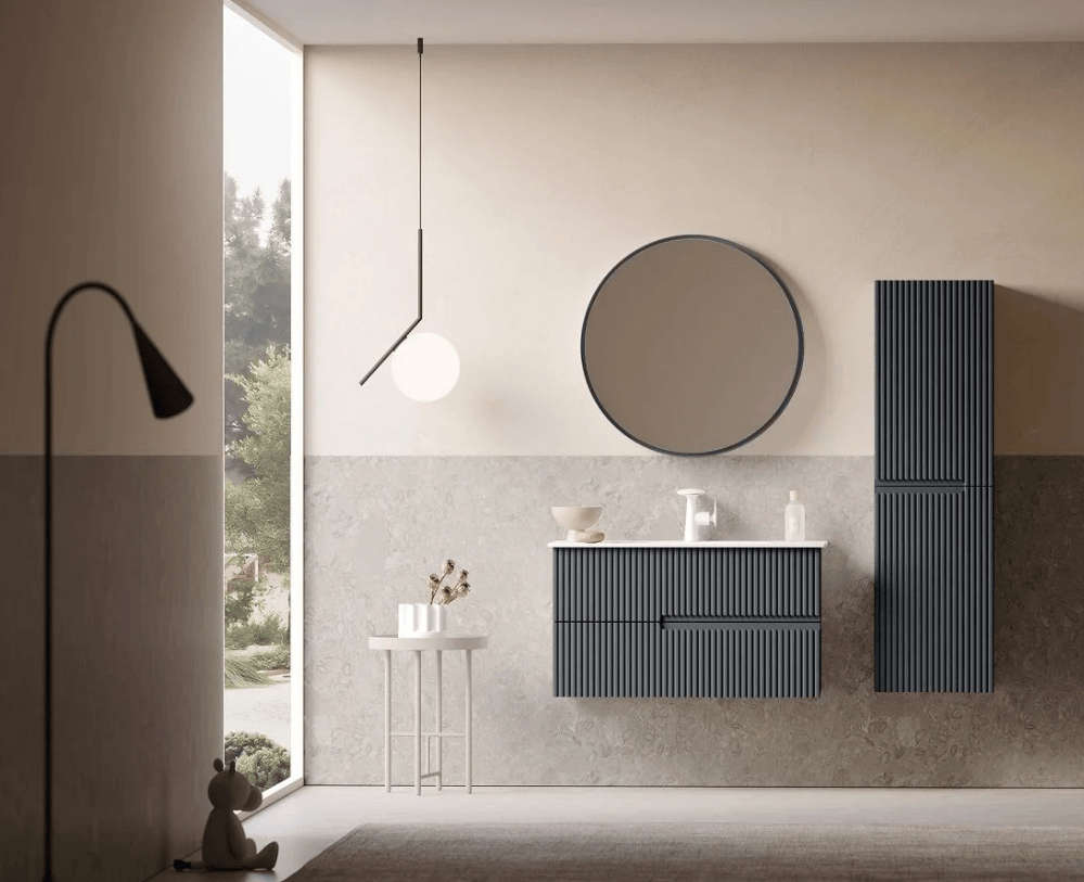 Orka Moonlight Banyo Dolabı Takımı 90 Cm Lake Mat Gri Ledli Ayna
