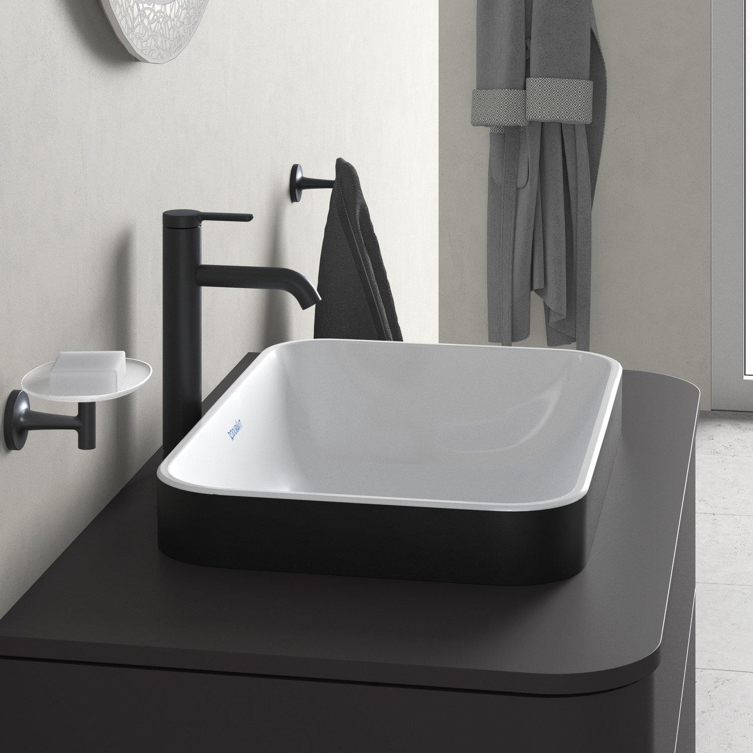 Duravit Happy D.2 Antrasit Beyaz 60X40 Cm Tezgah Üstü Lavabo