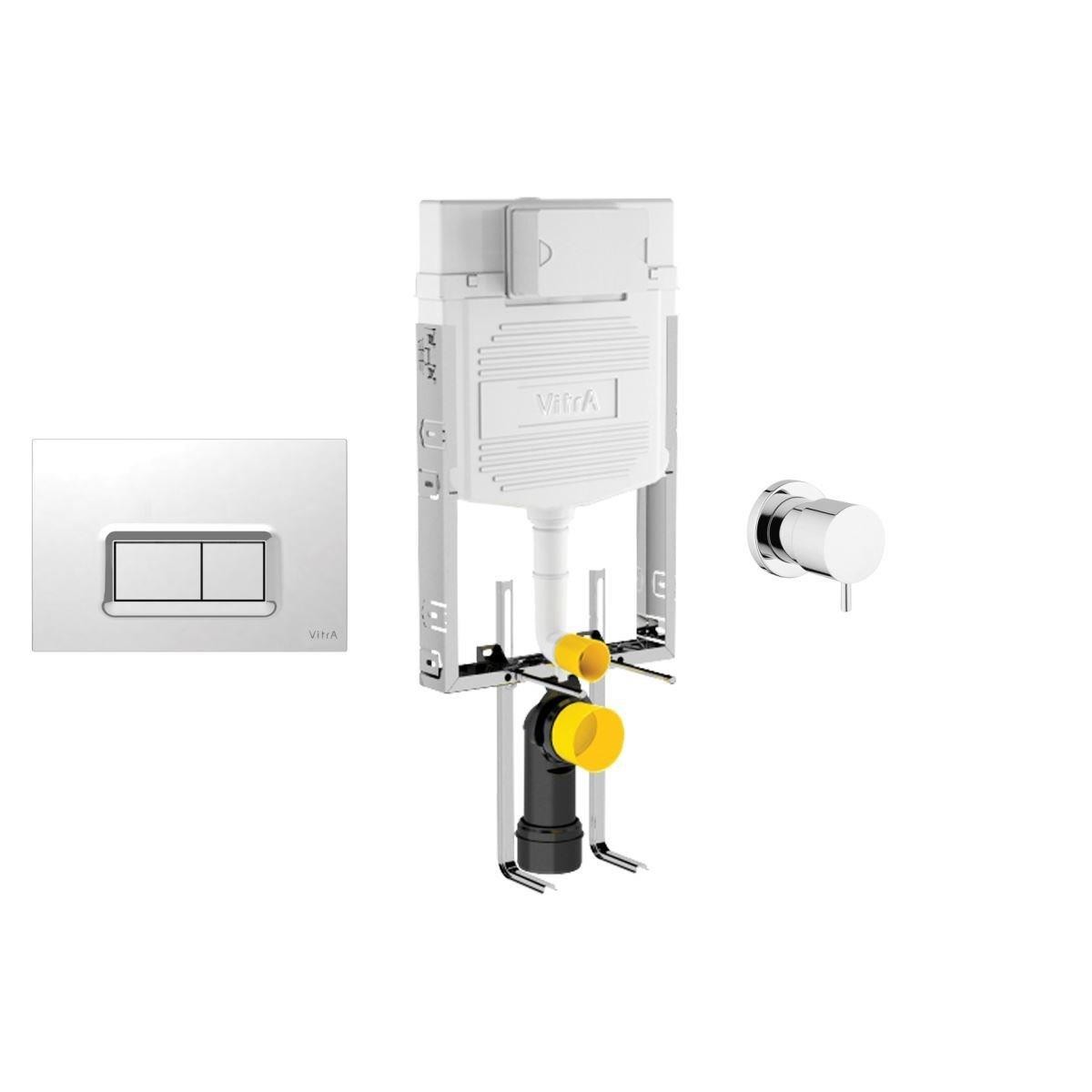 Vitra Gömme Rezervuar Seti (Gömme Rezervuar + Stop Valf + Parlak Krom Panel)
