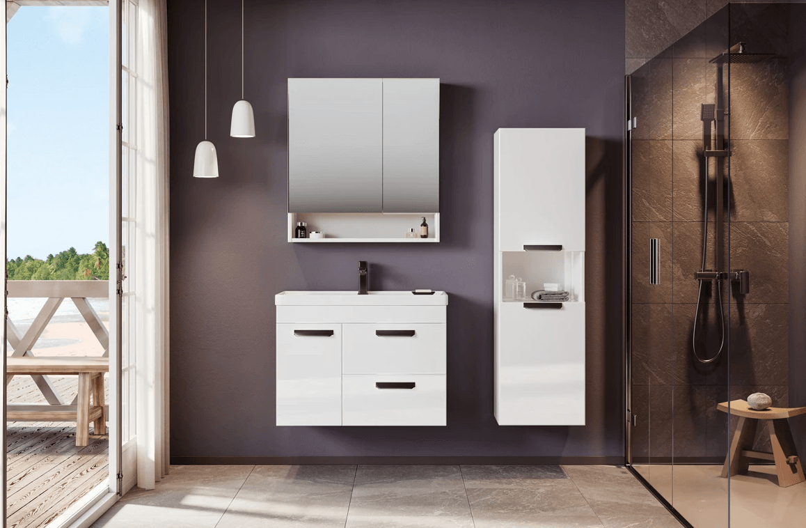 Orka Nova Banyo Dolabı Takımı 80 Cm Parlak Beyaz