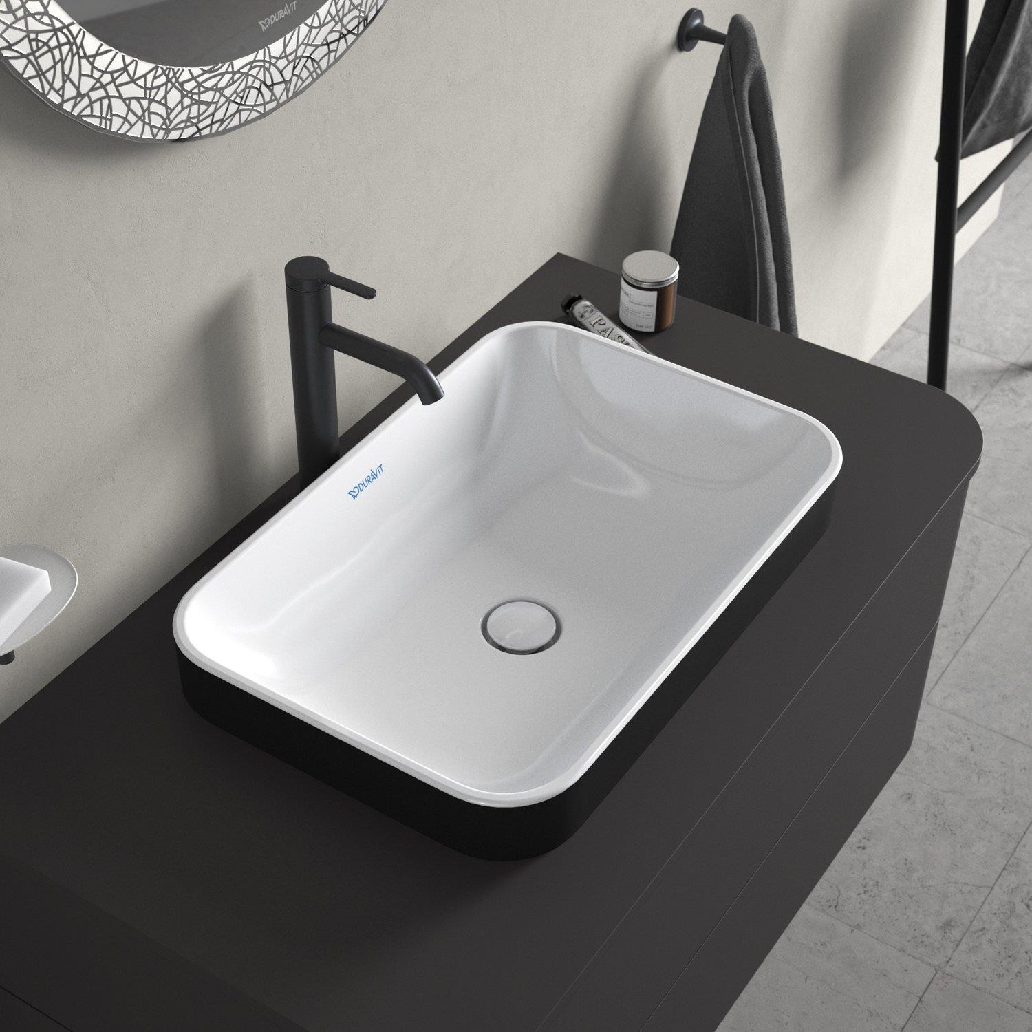 Duravit Happy D.2 Antrasit Beyaz 60X40 Cm Tezgah Üstü Lavabo