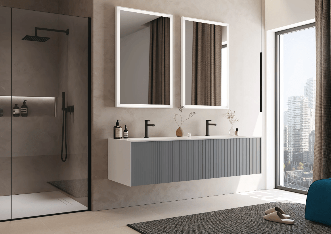 Orka Cube Banyo Dolabı Takımı 160 Cm Lake Mat Gri