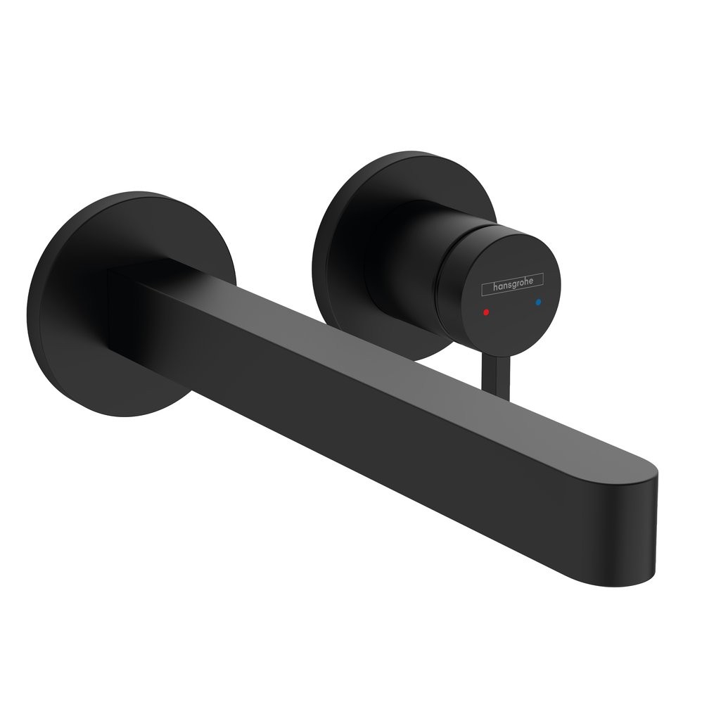 Hansgrohe Finoris Tek Kollu Lavabo Bataryası Duvara Monte 22,8 Cm Gaga İle Satin Siyah