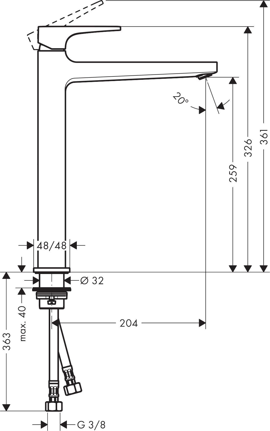 Hansgrohe Metropol Tek Kollu Lavabo Bataryası 260 Mat Bronz