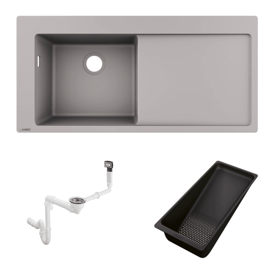 Hansgrohe S5110-F450 Ankastre Eviye Seti 450 Beton Grisi Sağ Damlalıklı