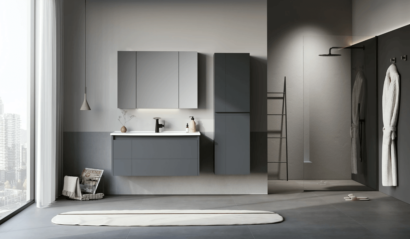 Orka Likya Banyo Dolabı Takımı 80 Cm Mat Antrasit Lake
