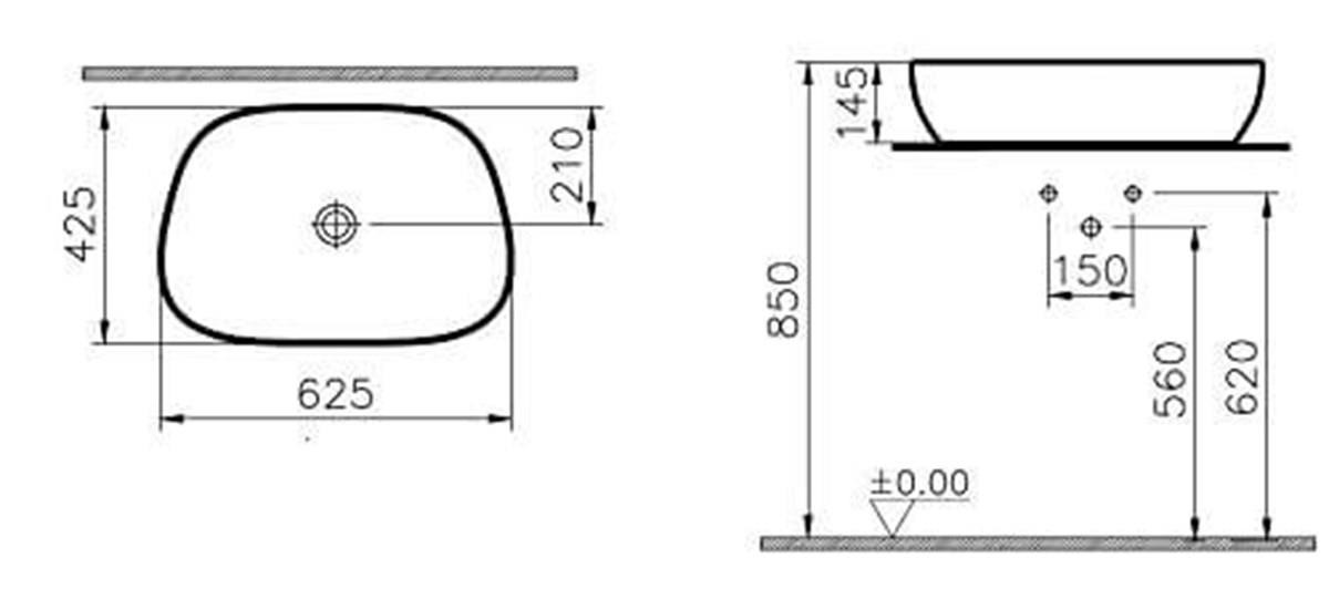 Vitra Outline Çanak Lavabo Mat Siyah 63Cm