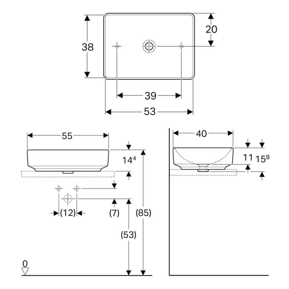 Geberit Variform Çanak Lavabo Dikdörtgen 500.779.01.2