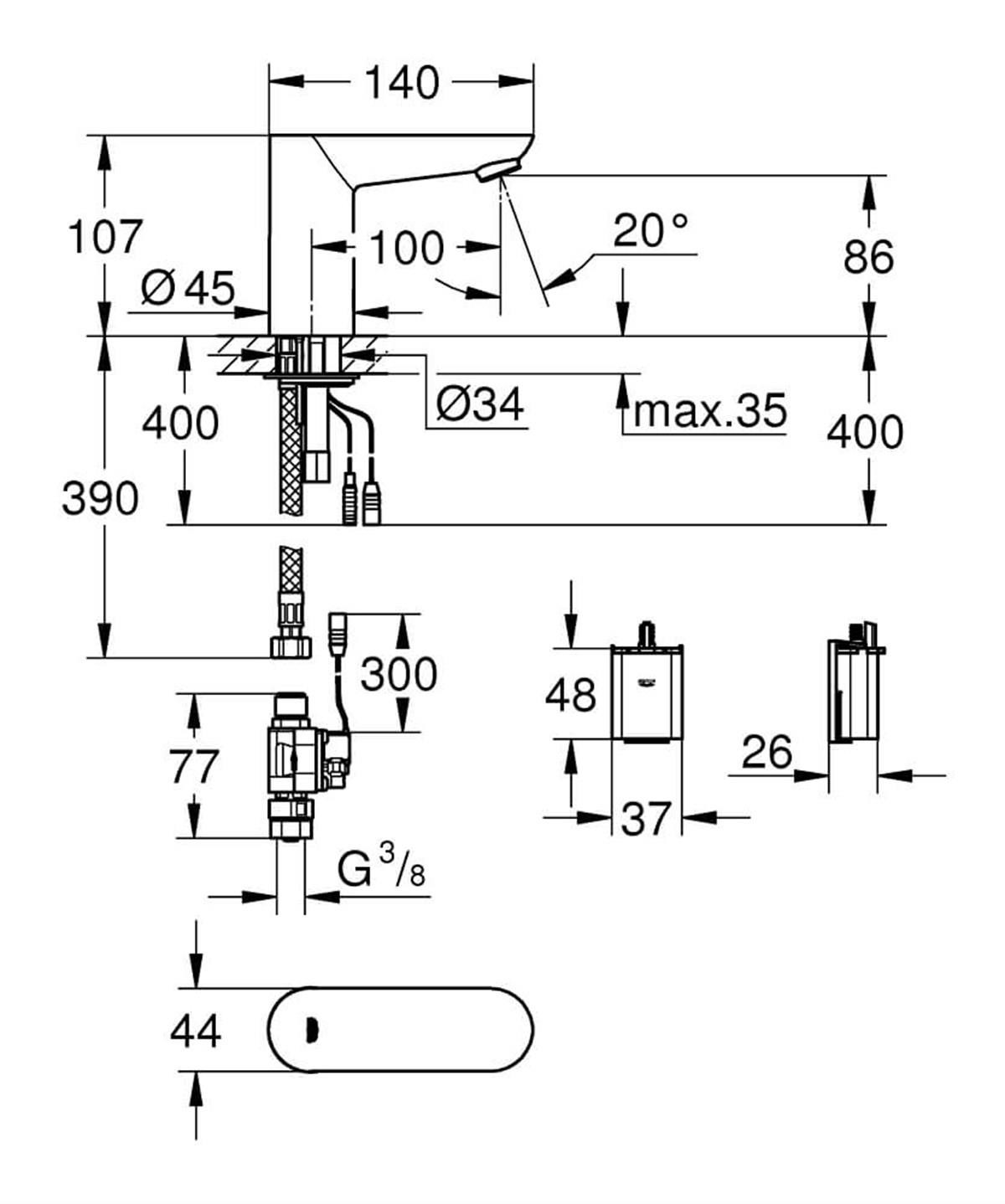 Grohe Euroeco Cosmopolitan Fotoselli Musluk,Elektrikli