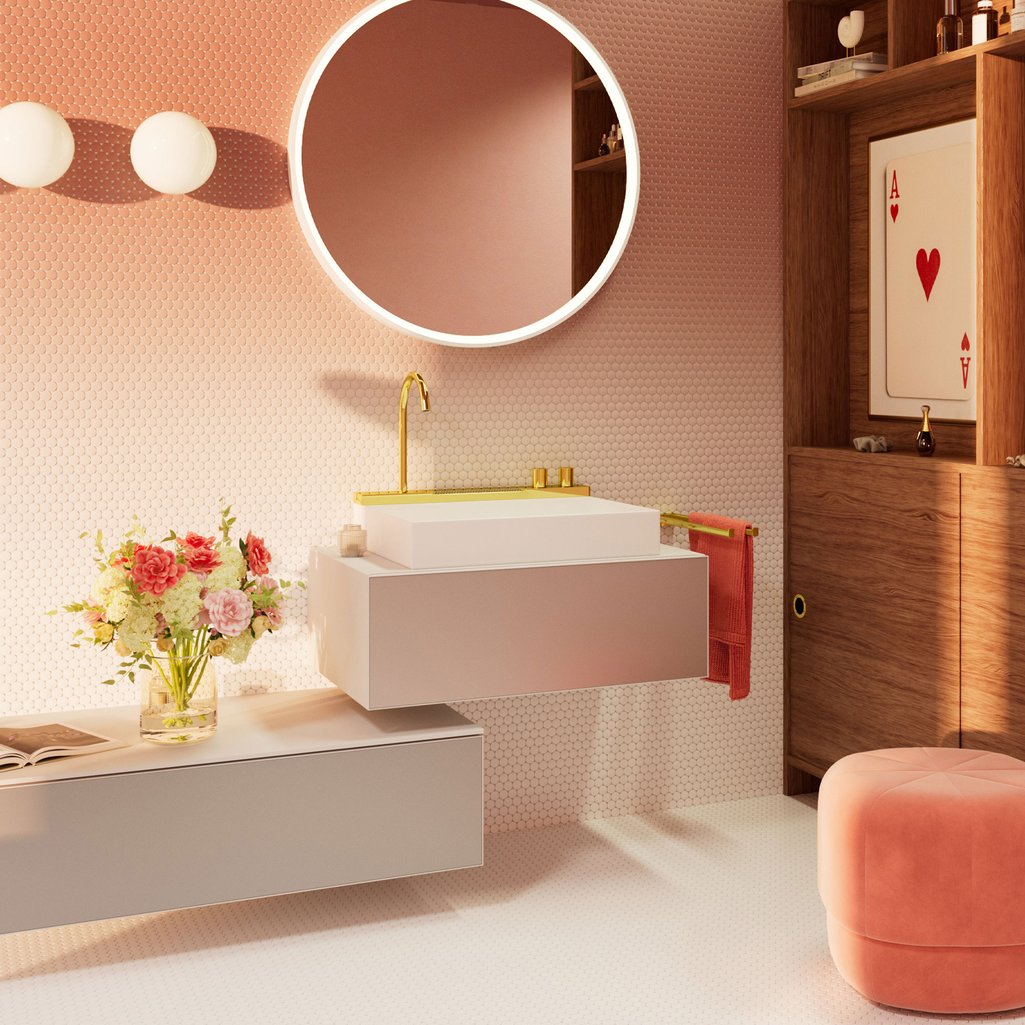 Hansgrohe Avalegra AquaUnit 58x48 cm Lavabo Bataryalı Parlak Altın