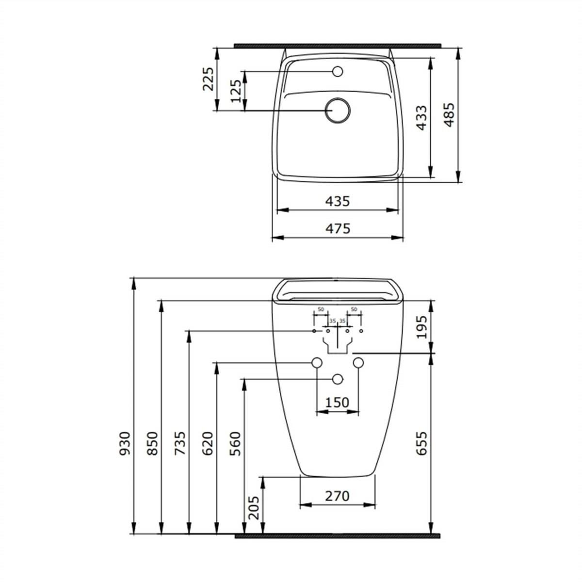 Bocchı Firenze Asma Monoblok Lavabo, 48 Cm, Parlak Siyah