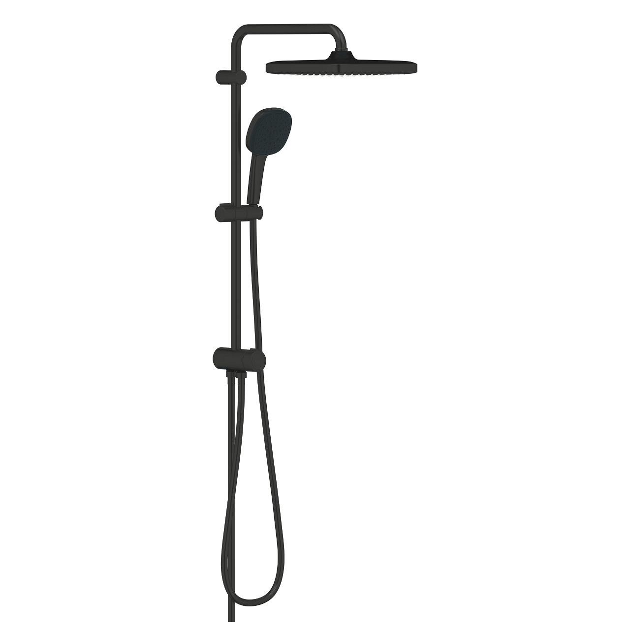 Grohe Tempesta System 250 Cube Kare Duş Başlıklı Duvara Monte Duş Sistemi Mat Siyah